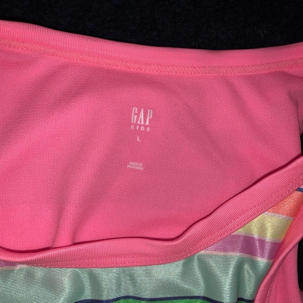 Girls GAP pink striped swimsuit top - Picture 5 of 5